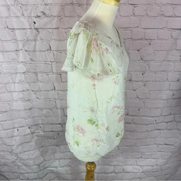 GIUSY floral print lightweight silk top made in italy medium - Picture 2 of 7
